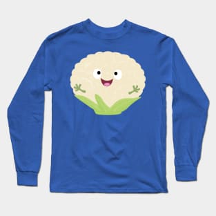 Cute happy cauliflower vegetable cartoon Long Sleeve T-Shirt